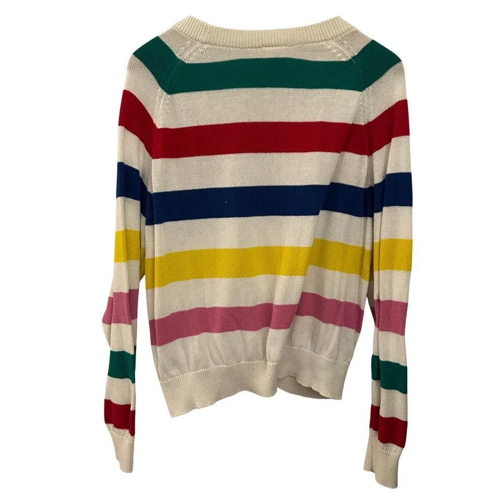 Disney Cardigan Womens Large Rainbow‎ Stripe Mickey Mouse Disney 100 Excellent